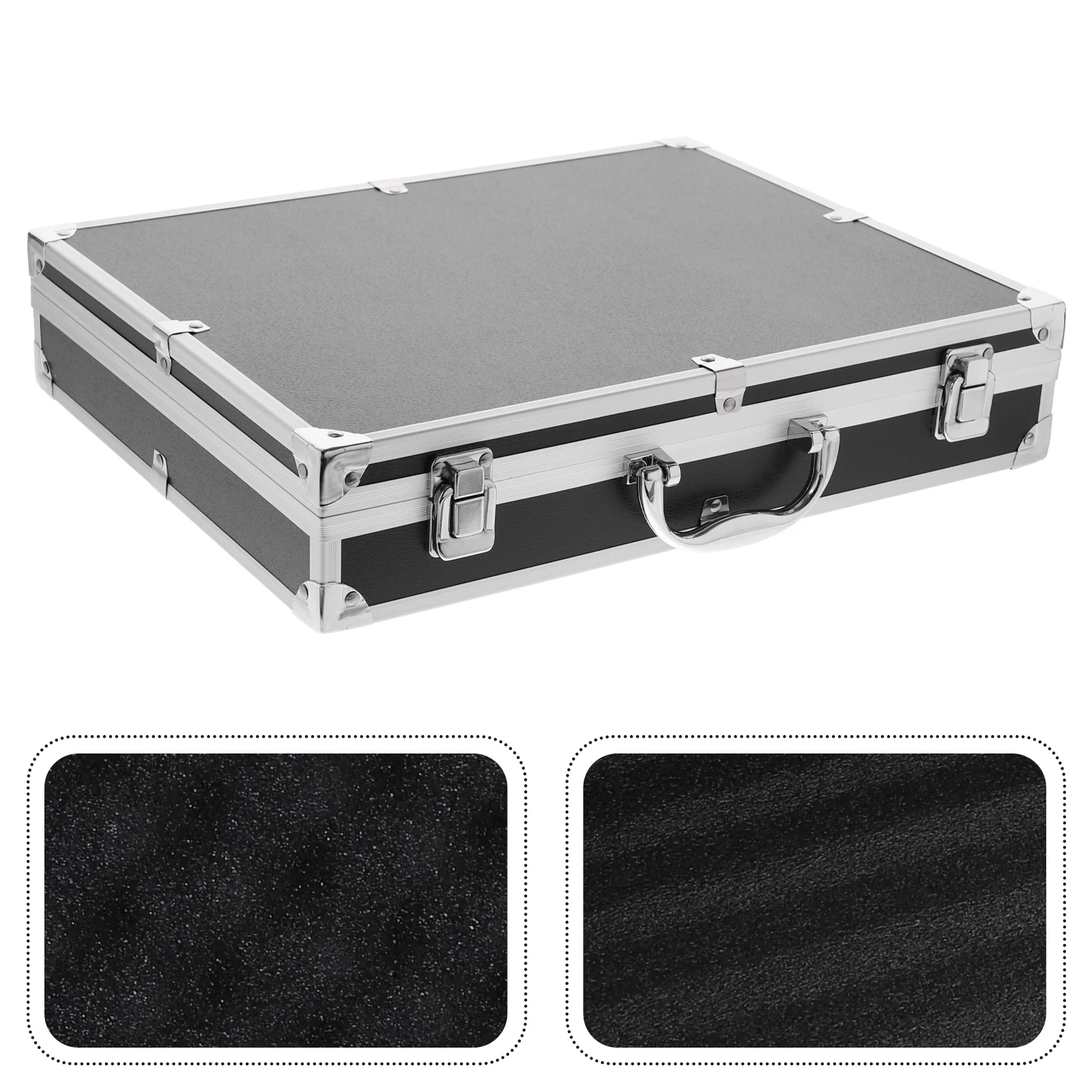 

Aluminum Toolbox Storage Case Black Large Capacity Durable Portable Tools Container Medicine Box First Aid Household Travel