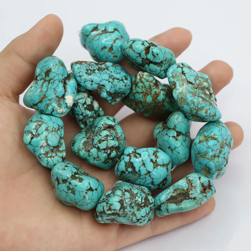 APDGG Natural Stone Freedom Blue Turquoise Nugget Loose Beads 15\