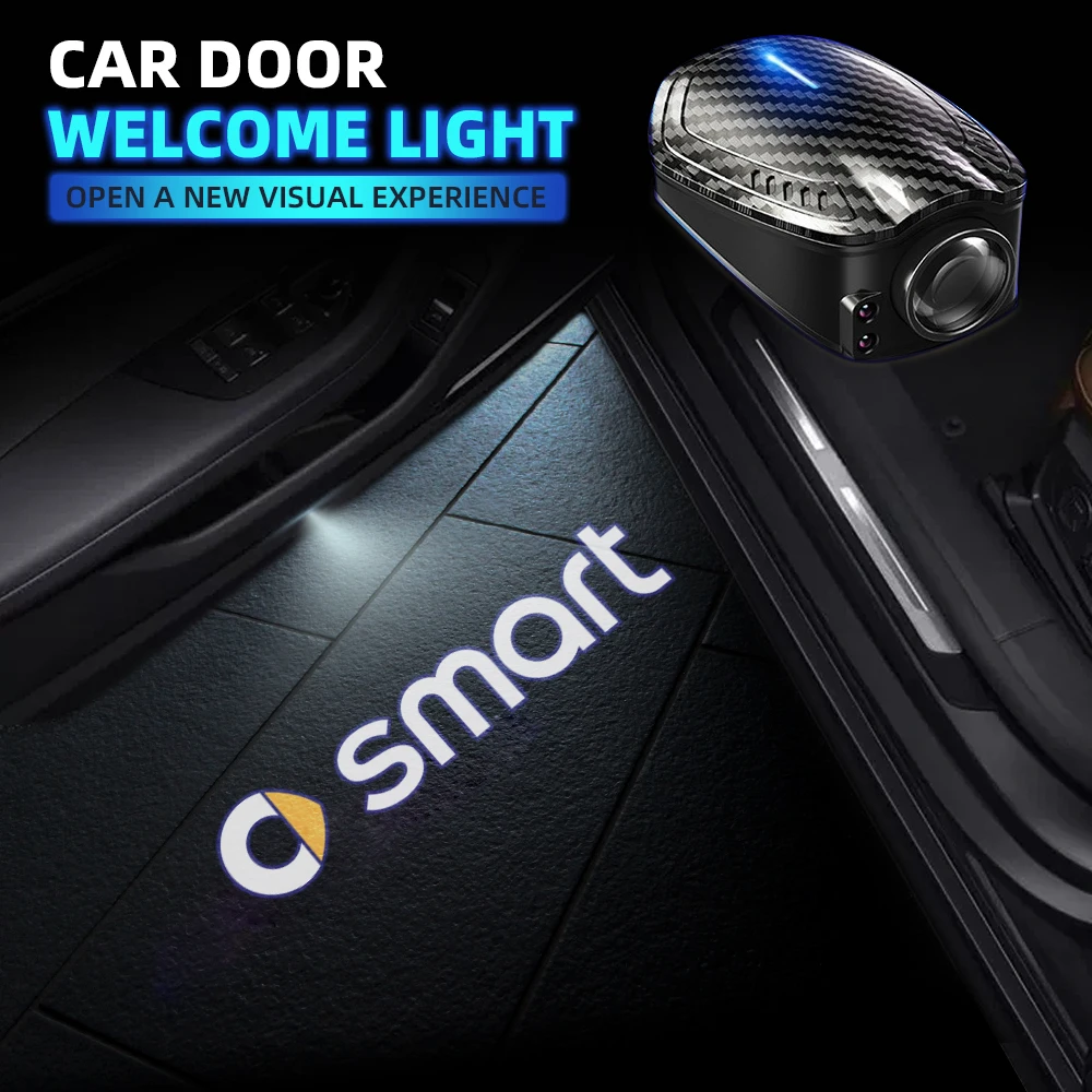 USB перезаряжаемая Автомобильная дверь, HD лампы проектора, приветственные огни для смарт-фореми Forspeed, защита от удара, логотип, 2 шт.