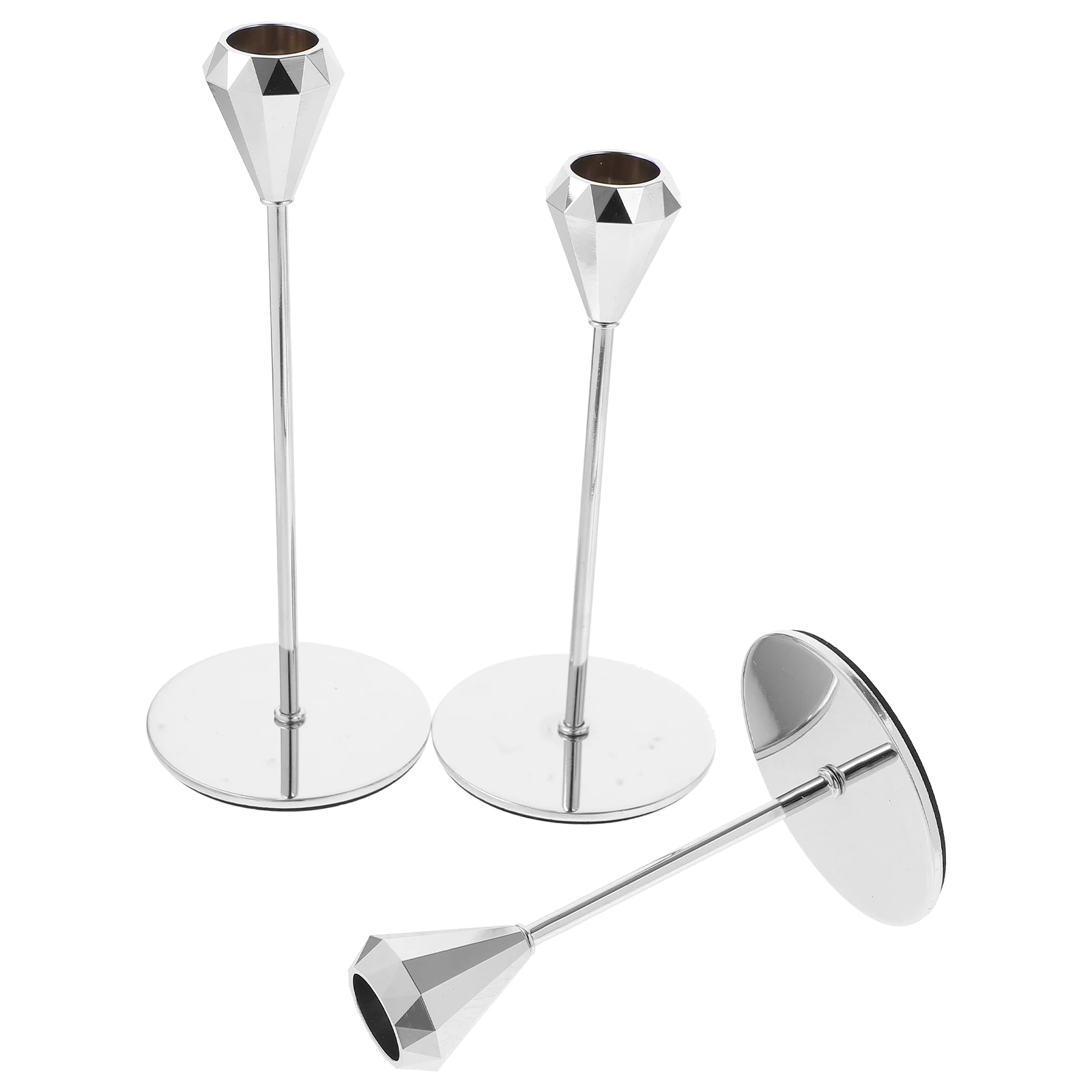 

3Pcs Metal Diamond Holders Iron Candlesticks Elegant Decor for Wedding Party Table Centerpiece Holder