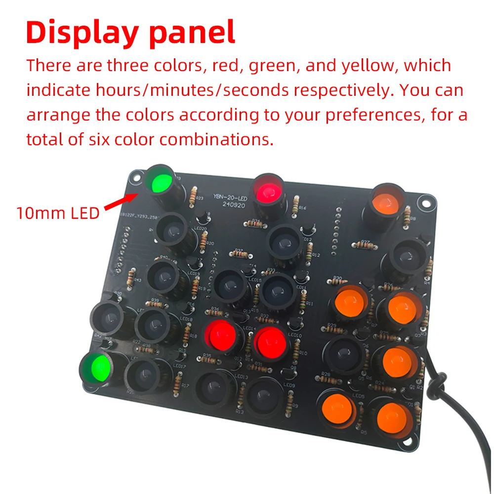 4-Digit Electronic Clock DIY Kits Binary LED Clock Soldering Practice DIY Kit Desktop Creative Alarm Clock with Acrylic Shell