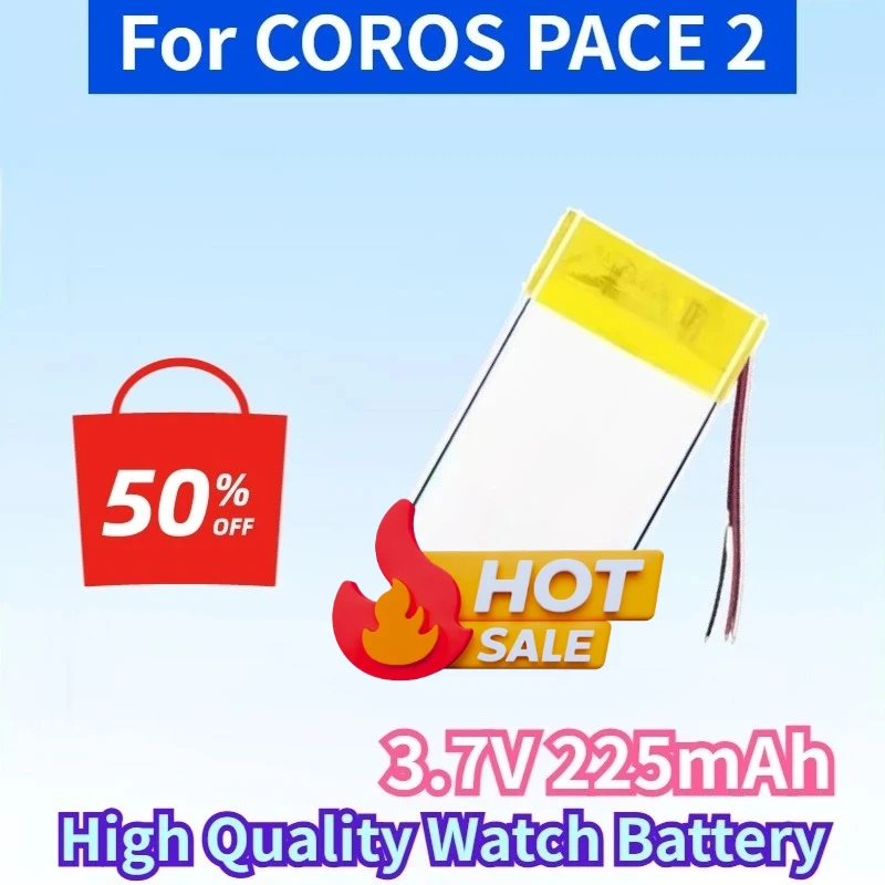 Newest 3.7V 225mAh Lithium-ion Rechargeable Battery for COROS PACE 2 Smart Sports Watch High Quality High Capacity Watch Battery