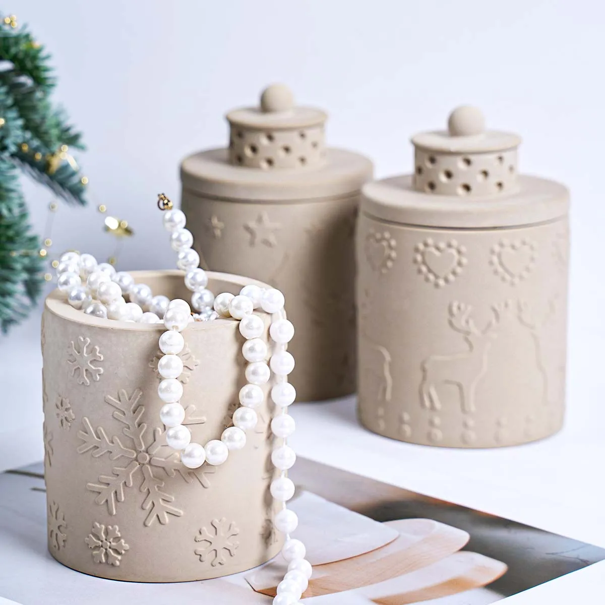 

Цилиндрическая банка для свечей, набор силиконовых форм, сделай сам, штукатурка ручной работы, бетонная литье, рождественская серия, держатель для ручек, коробка для хранения, подарочная форма