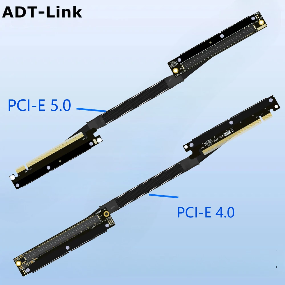 

PCIE 5.0 4.0 x16 Райзерный кабель в оплетке, двойной поворот, правый 270 ° Кабель-удлинитель графического процессора для сервера корпуса ПК ITX Компьютер RTX 5090