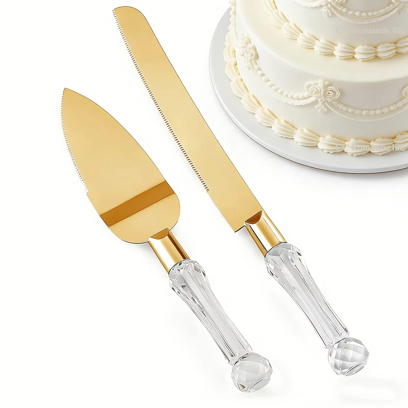 2-teiliges Set aus Edelstahl-Kuchenmesser und -spatel, geeignet für Hochzeitstorten, Geburtstagstorten, inklusive Kuchenmesser und Spatel