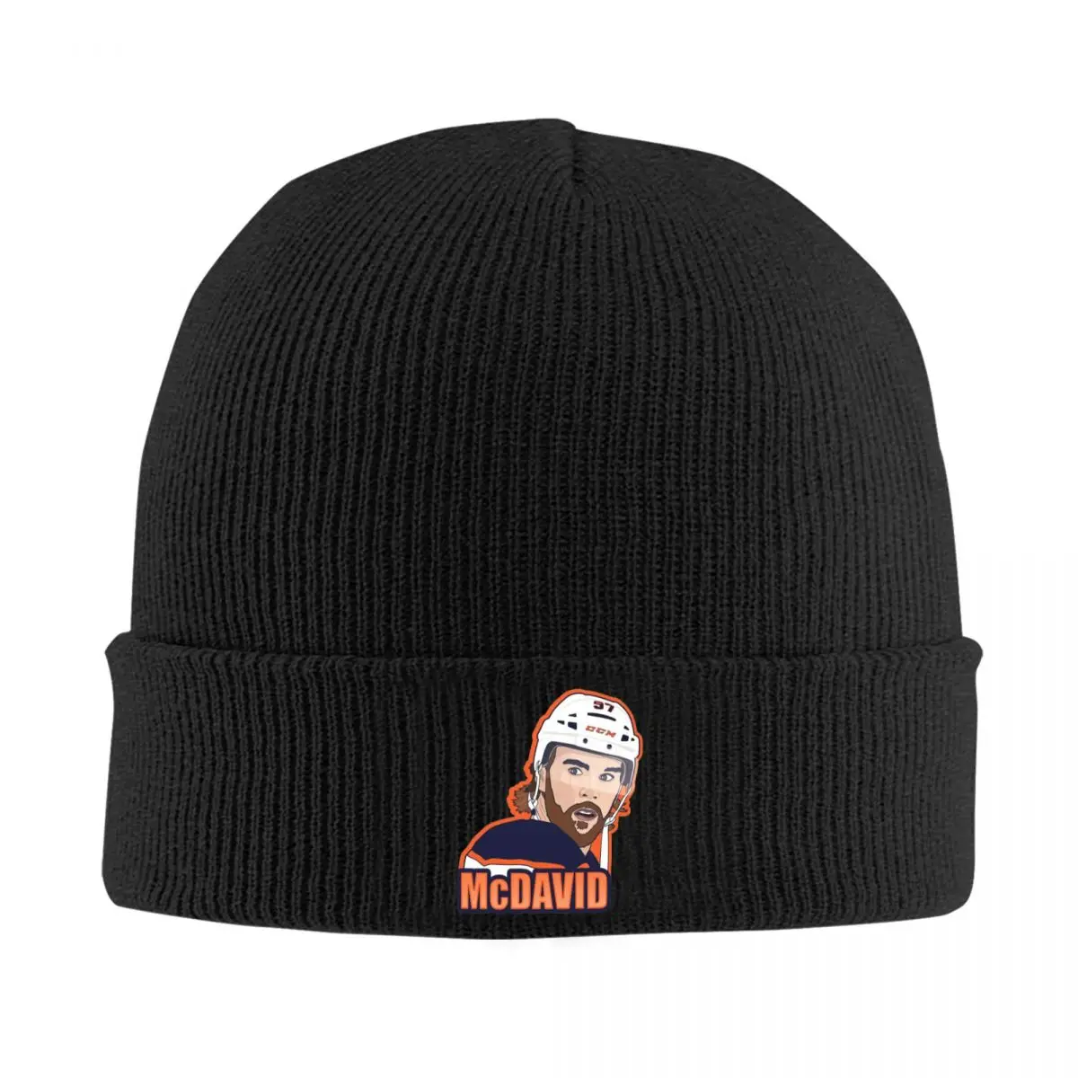 Connor McDavid 97 For Edmonton Oilers Fans Warm Knitted Cap Bonnet Hat Autumn Winter Outdoor Beanies Hats for Unisex Adult