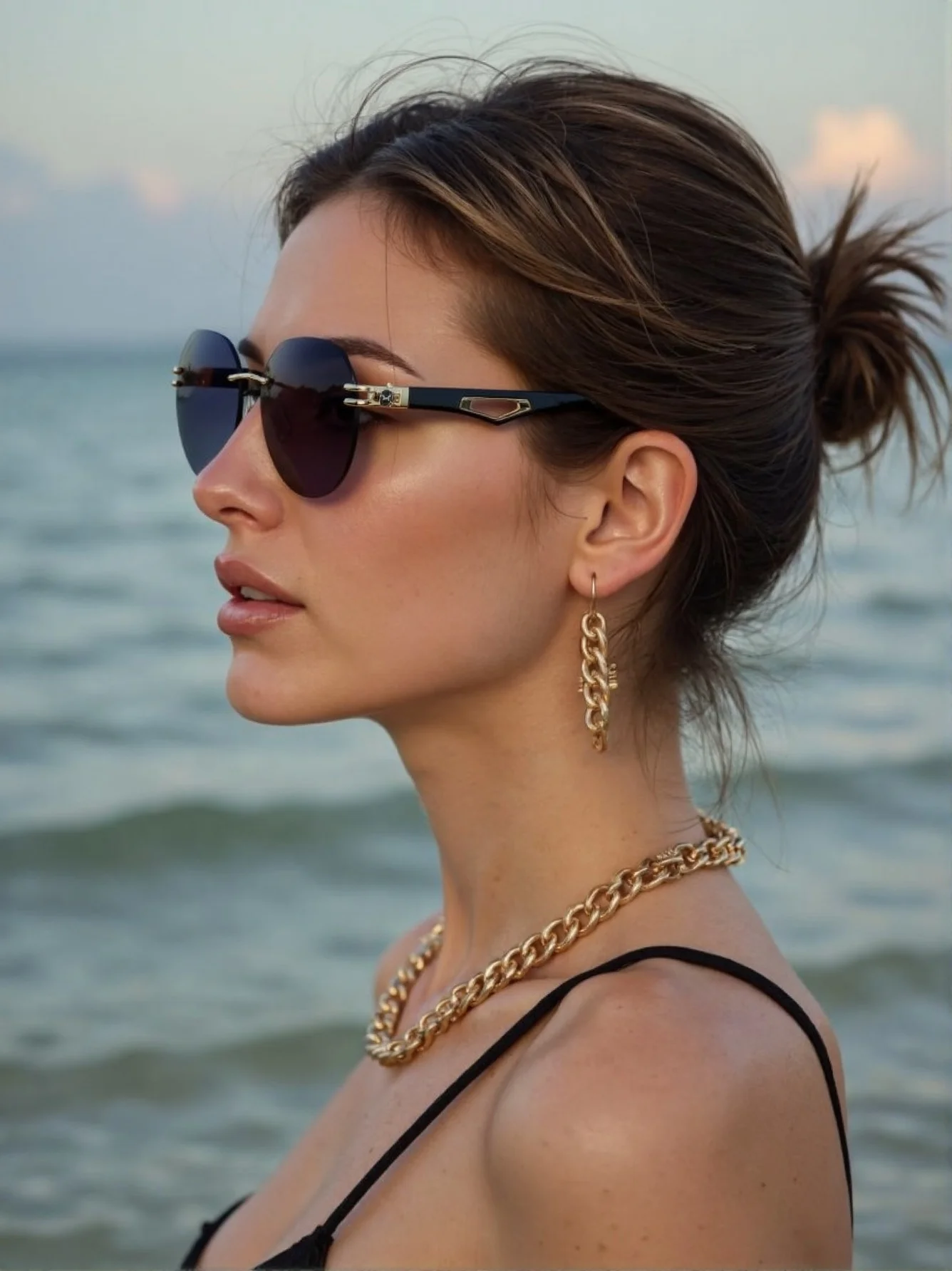 New Joker fashion sunglasses retro personality frameless trend street sunglasses big round glasses