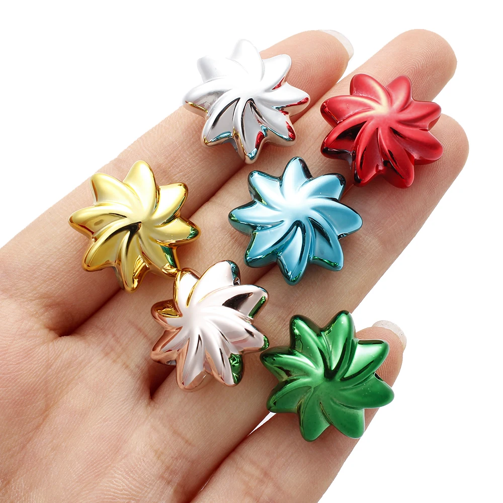 10 Stück 20mm glänzend plattierte UV-Acryl-Blumenperlen, bunte Spiralblüten-Abstandsperlen für DIY-Schmuckherstellung und Bastelzubehör – Detail 4
