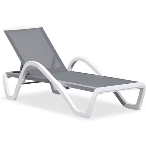 Patio Chaise Lounge Chair with Armrests Outside Aluminum Plastic Stackable Tanning Chairs for Pool Sunbathing Beach Deck Outdoo