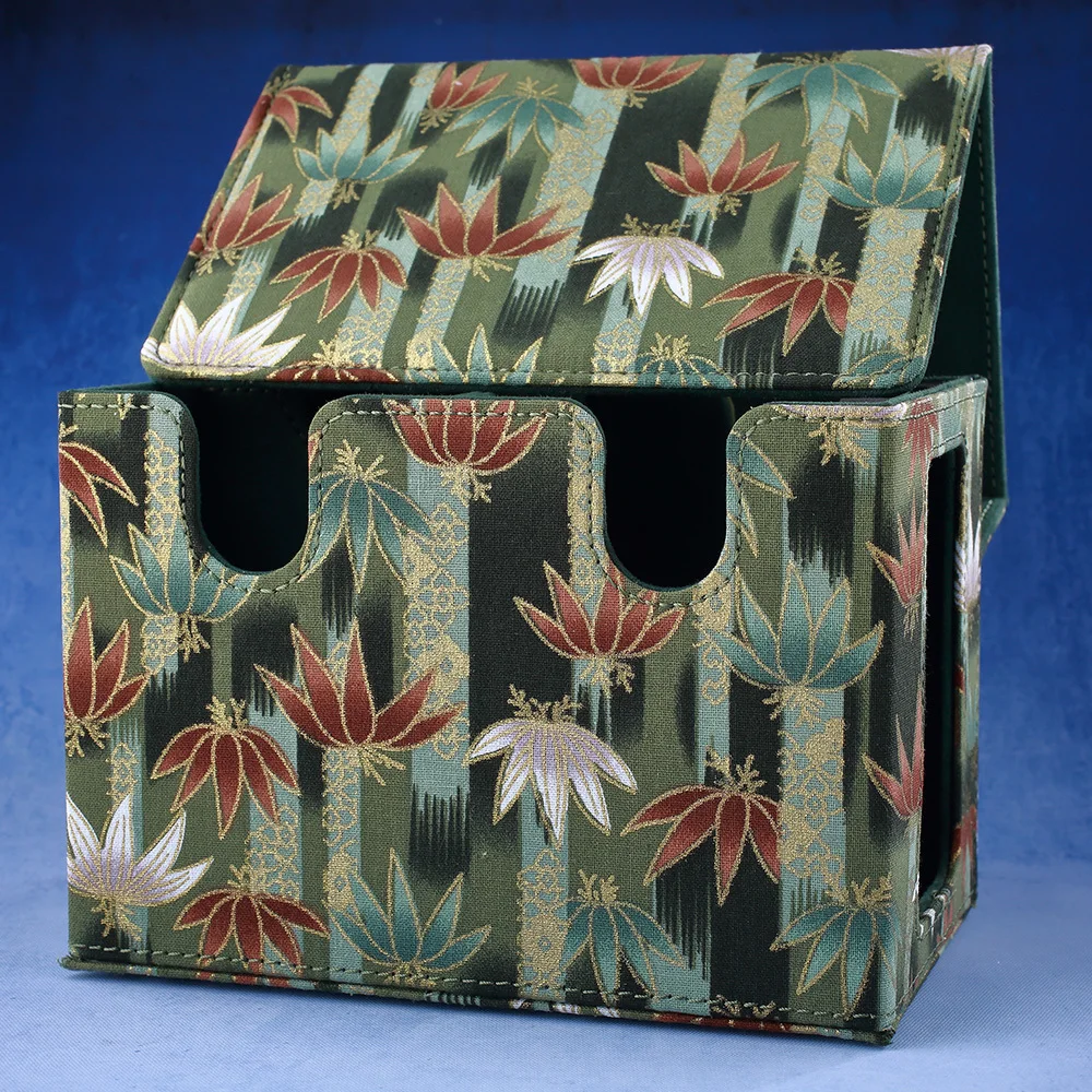 Gacha-caja organizadora de baraja de cartas comerciales, almacenamiento de tarjetas de juego coleccionables, contenedor protector, impresión de lámina dorada azul ondulada
