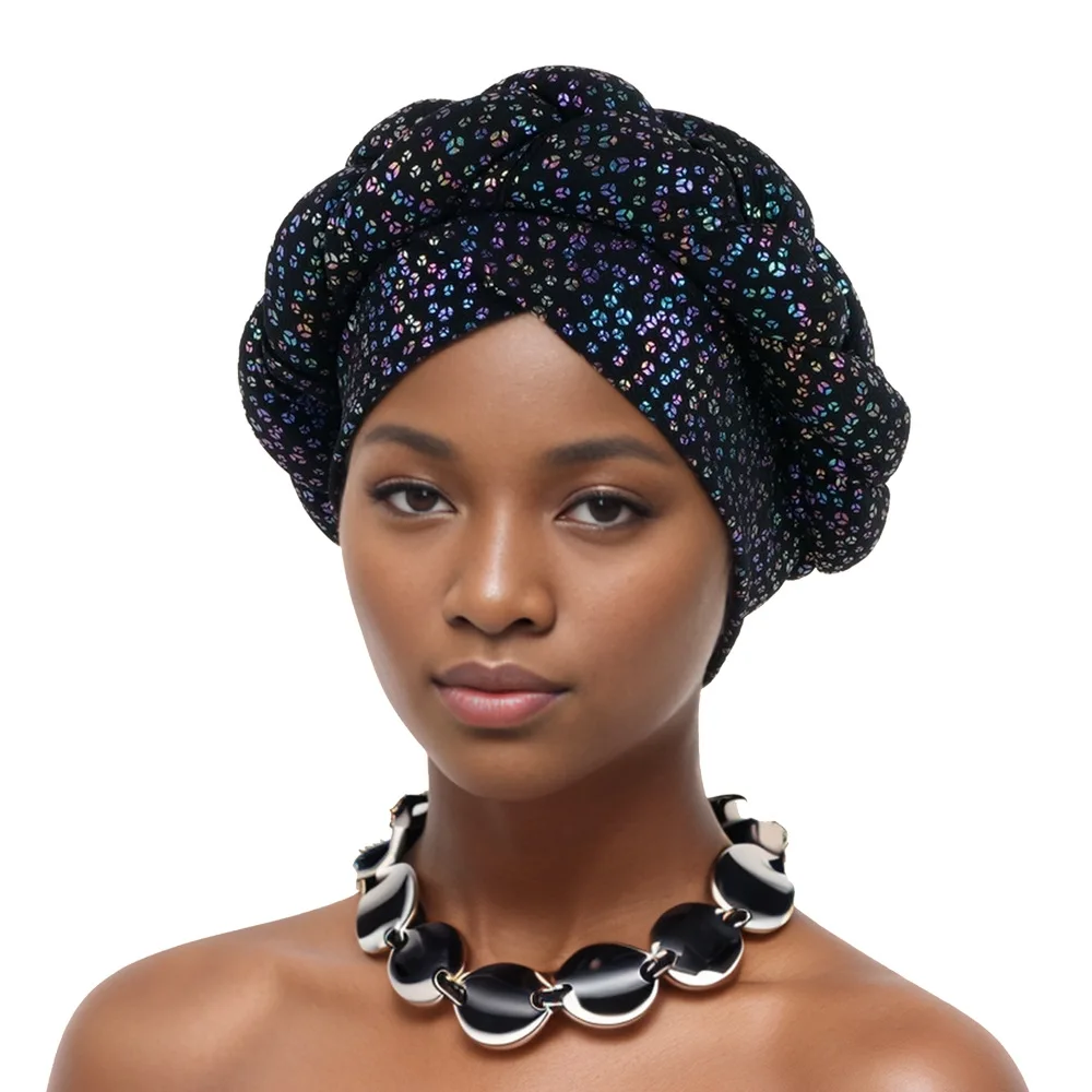 New African Auto Gele Headtie Nigerian Wedding Gele Muslim Turban Cap Arab India Hat Female Head Wraps Turbante Mujer