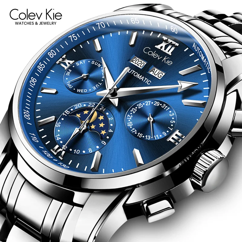 

ColevKie Waterproof Men's WristWatch Automatic Movement High-end Luxury Man Watch Multi-fuction Luminous Mechanical Watches