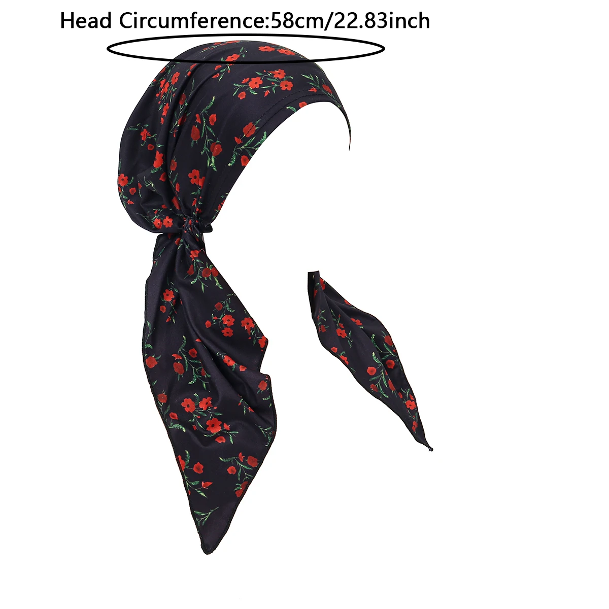 Fashion Women Floral Printed Turban Cap Muslim Hijab Inner Caps Hair Loss Cover Beanies Bonnet Long Tail Headscarf Bandana - view 6