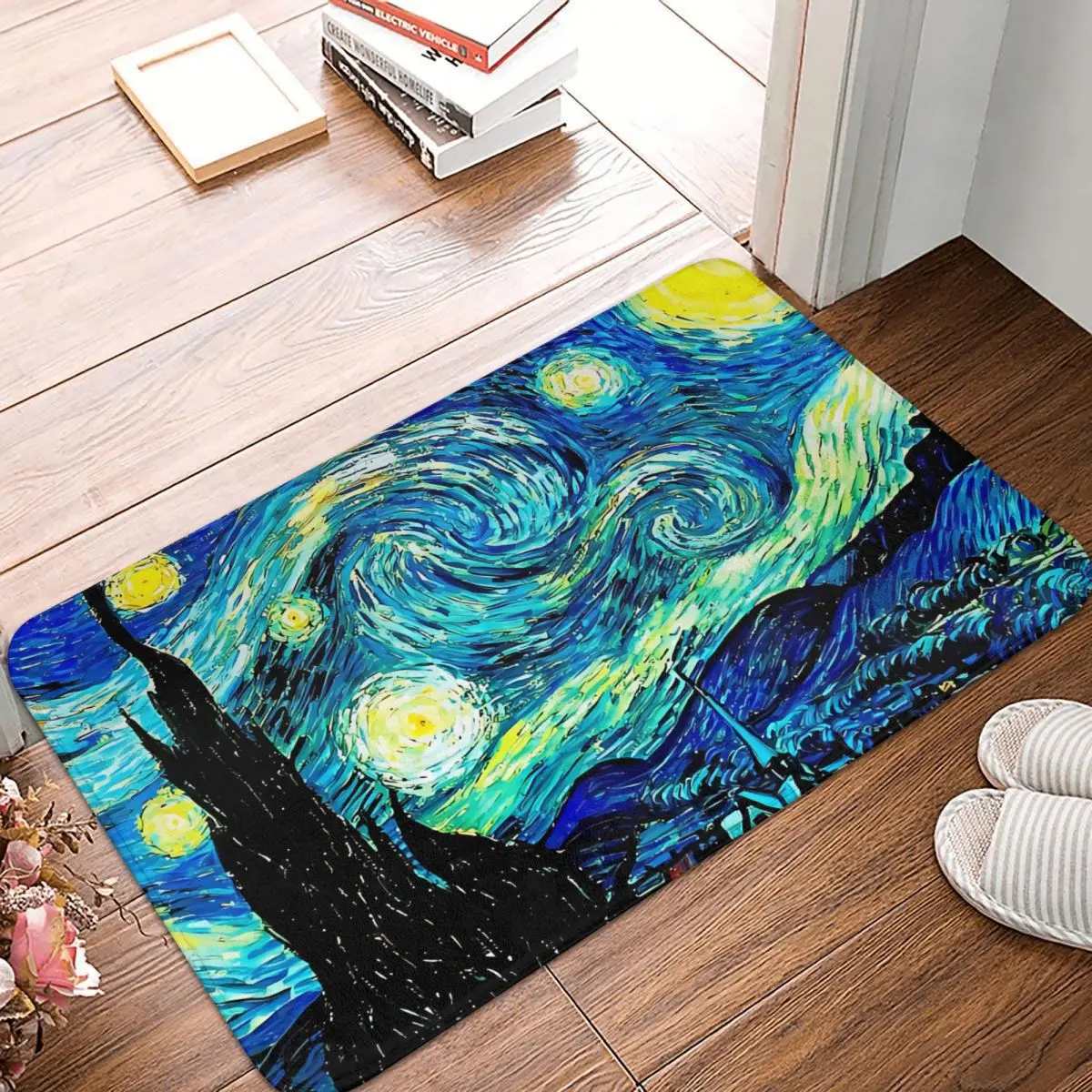 Star Non-slip Doormat Night Bath Kitchen Mat Welcome Carpet Flannel Modern Decor