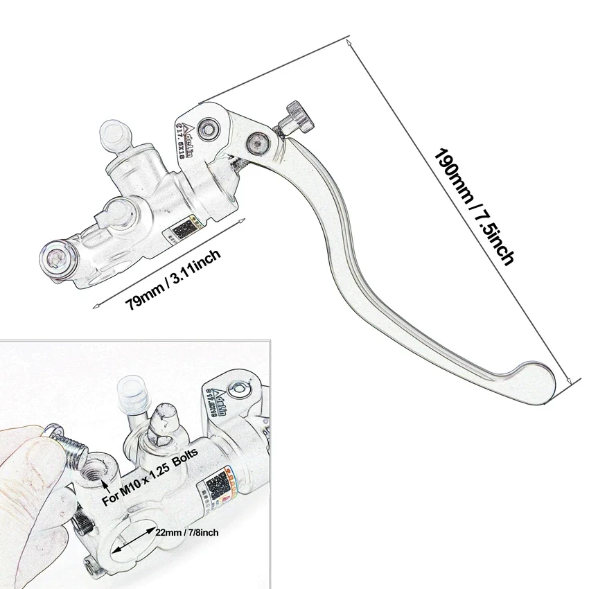 Adelin silver 14mm 15mm 16mm 17.5mm19mm motorcycle brake clutch pump master cylinder lever handle For R6 Fz6 Gsxr600 Zx-6r