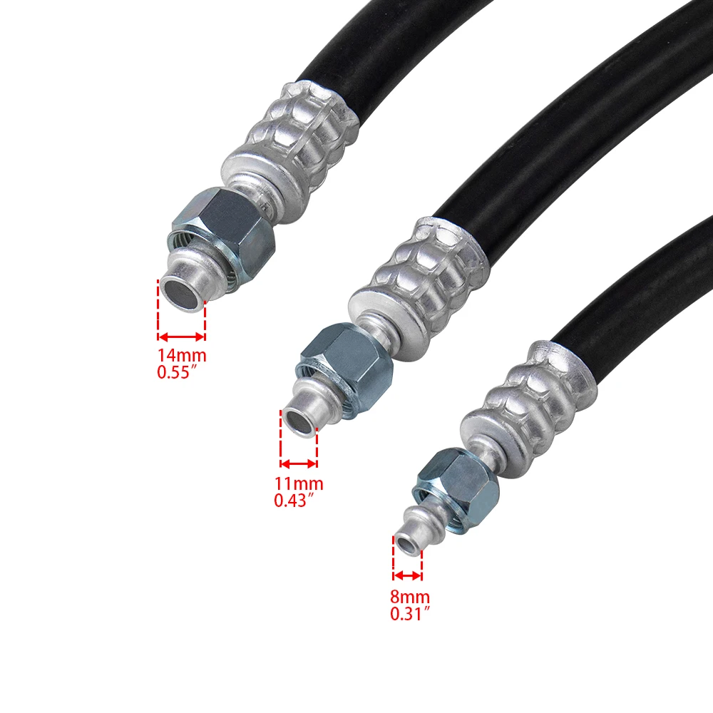두꺼운 벽 A/C 호스 어셈블리, 서비스 포트 압축기 라디에이터 호스 AC 가스 파이프 포함, R134a 90 ° 바브 피팅 너트, #6 #8 #10