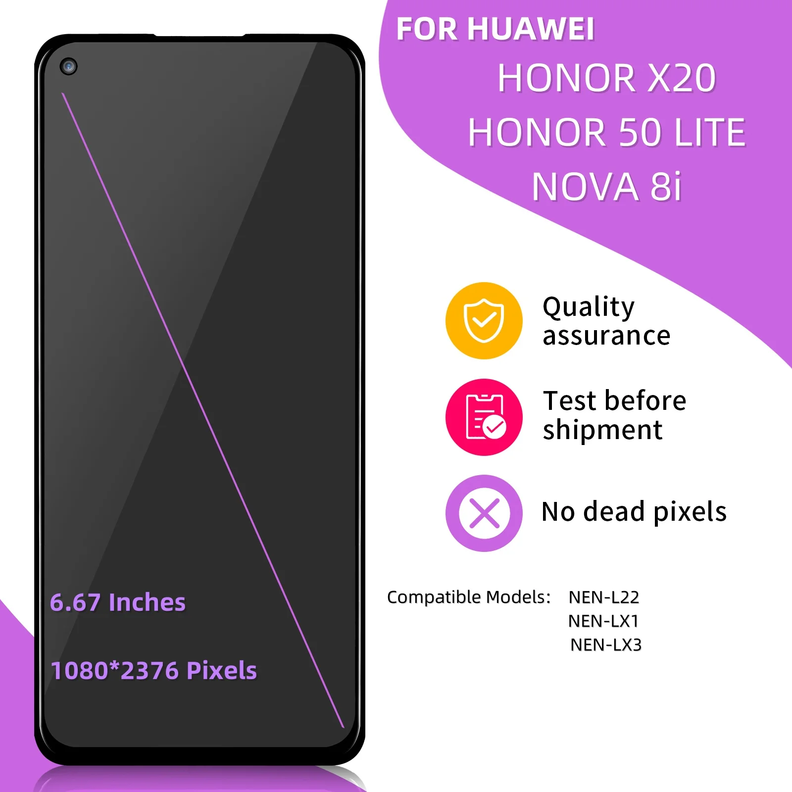 6,67 ''для Huawei Nova 8i, ЖК-дисплей NEN-L22 NEN-LX1, сенсорный экран, дигитайзер, детали в сборе