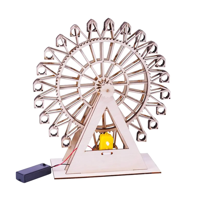 عجلة دوارة خشبية يمكنك صنعها بنفسك للأطفال من سن 8 إلى 12 عامًا، مجموعة هندسية، بناء نموذج تعليمي سهل التركيب