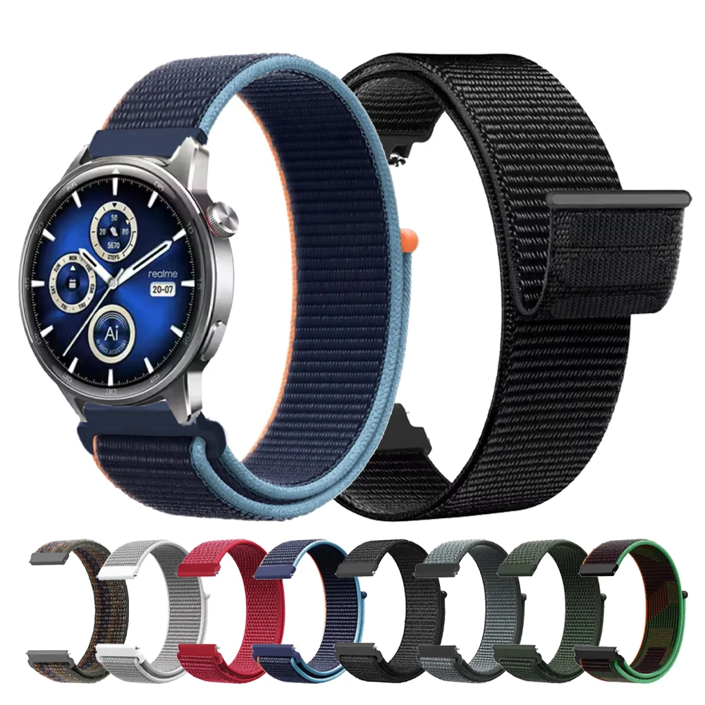 20 مللي متر 22 مللي متر النايلون حلقة حزام (استيك) ساعة لساعة Realme 3/2/S تنفس حزام لساعة Realme 3 2 S برو سوار استبدال الساعات