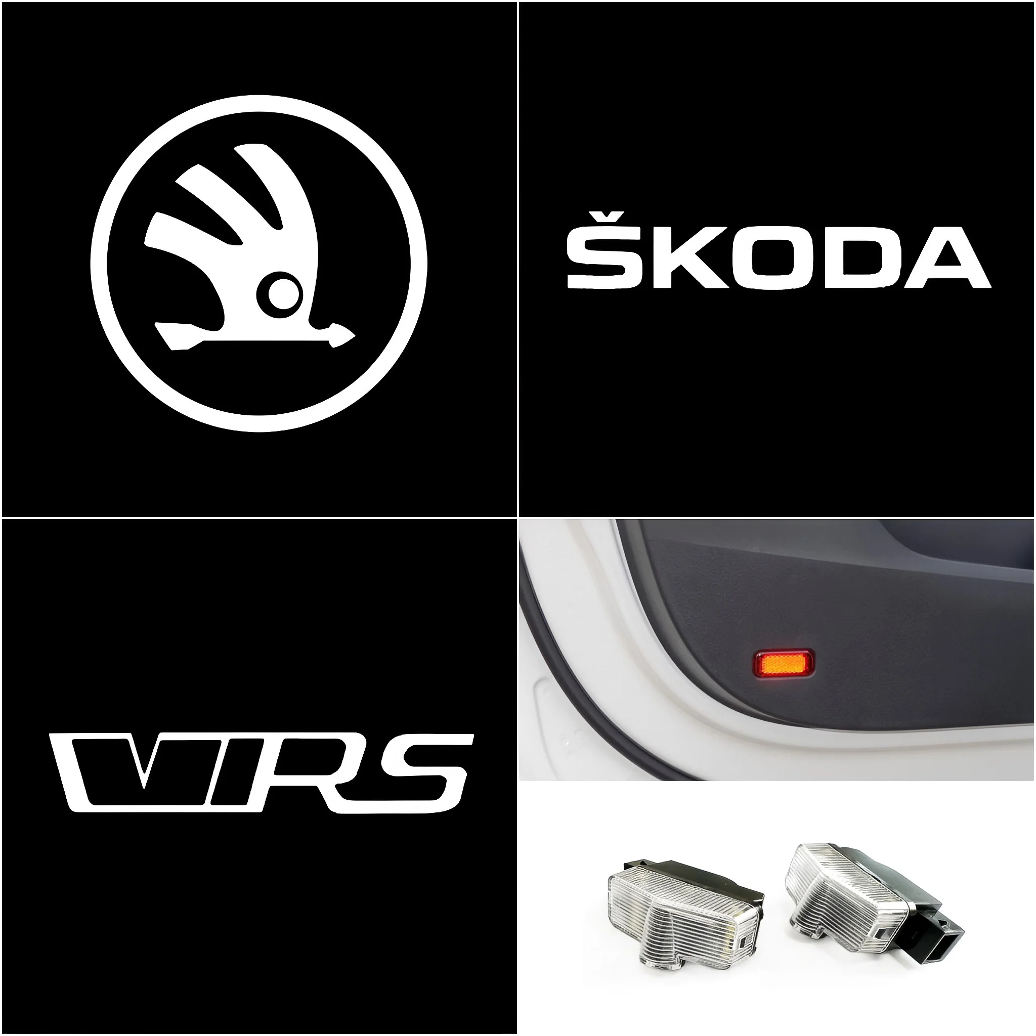 2X For Skoda Car Led Logo Door Projector Light Karoq 2017-2024 Kodiaq 2016-2024 Octavia A7 2015 -2024 YETI 2012-2017 Accessories