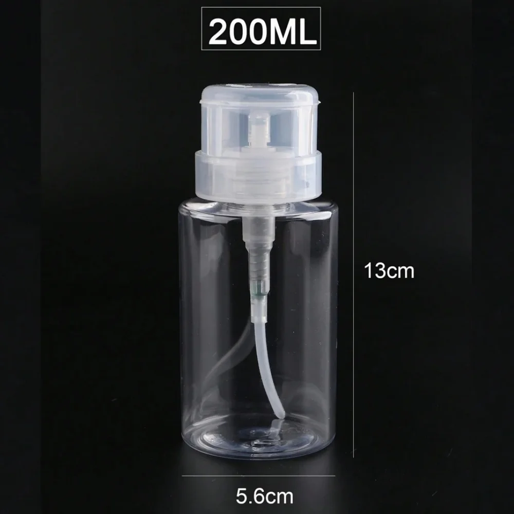 100/200ml Refillable Empty Press Pump Dispenser Bottle Portable Storage Container for Nail Polish Remover Cleaner Nail Art Tools