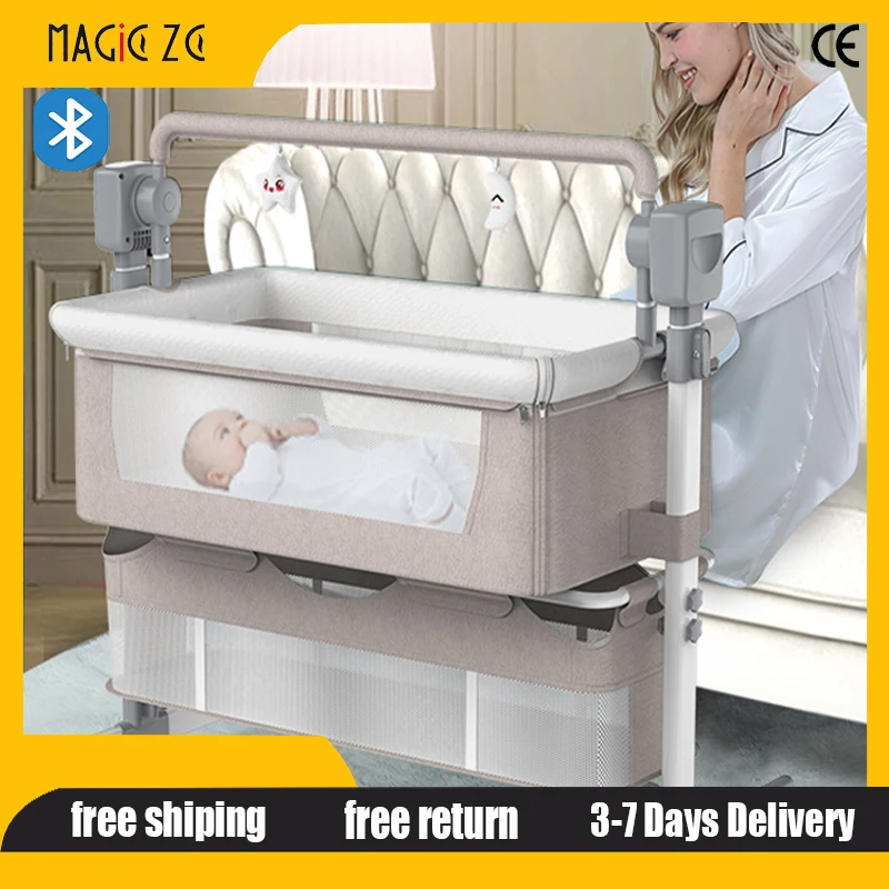 

Electric Baby Rocking Bed Bluetooth Remote Control Baby Crib Multifunctional Baby Cot for Newborns Timed Shake Portable for Baby