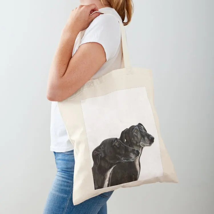 

Spanish Greyhounds Nero and Lola Tote Bag Women bags reusable grocery bags canvas tote tote bag