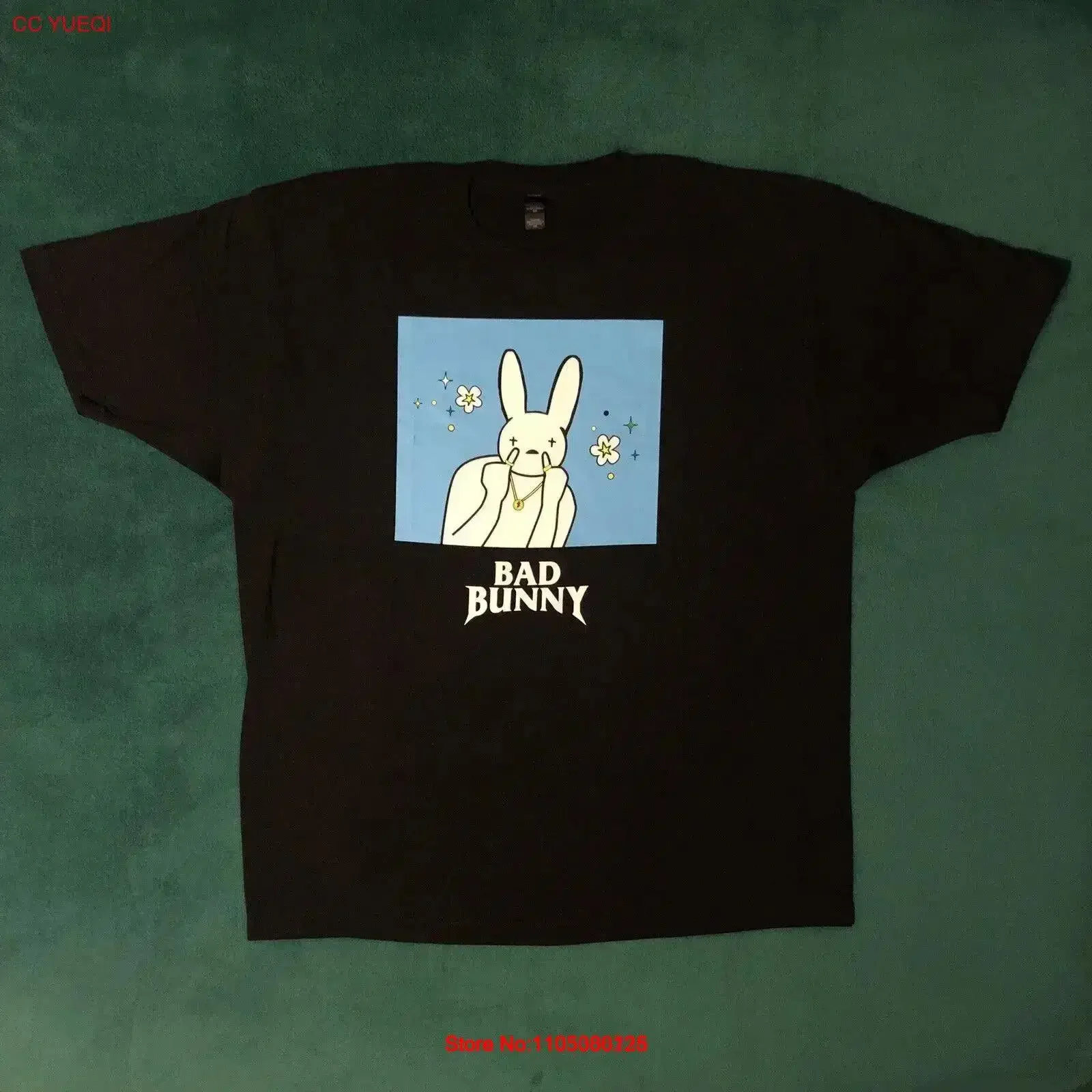 Bad Bunny UO Esclusivo Cartoon Nero XXL T Shirt vintage Lavato Abiti firmati versatili Comodo grafico di moda homme