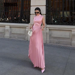 SUMNUS Modern Rose Pink Prom Dress Satin Party Dresses Arabic mermaid pleat Vestido Gala 2024 Vestidos Para Eventos Especiales