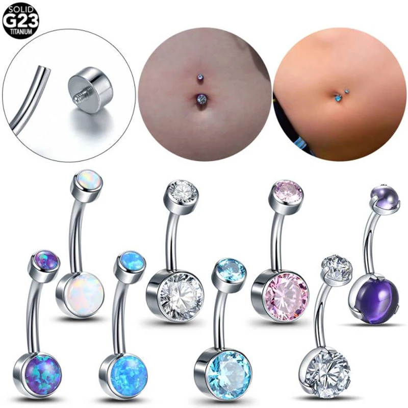 

1PC /Lot Internal Threaded Belly Button Rings Titanium Navel Earring CZ Gem & Opal Piercing Summer Sexy Belly Bars Ombligo