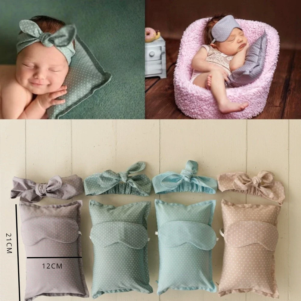 Pasgeboren Boog Hoofddeksels Oogmasker Kussen Schieten Rekwisieten Baby Volle Maan Herdenkingsfoto Set Accessoires Kinderen 1 Jaar Geschenken