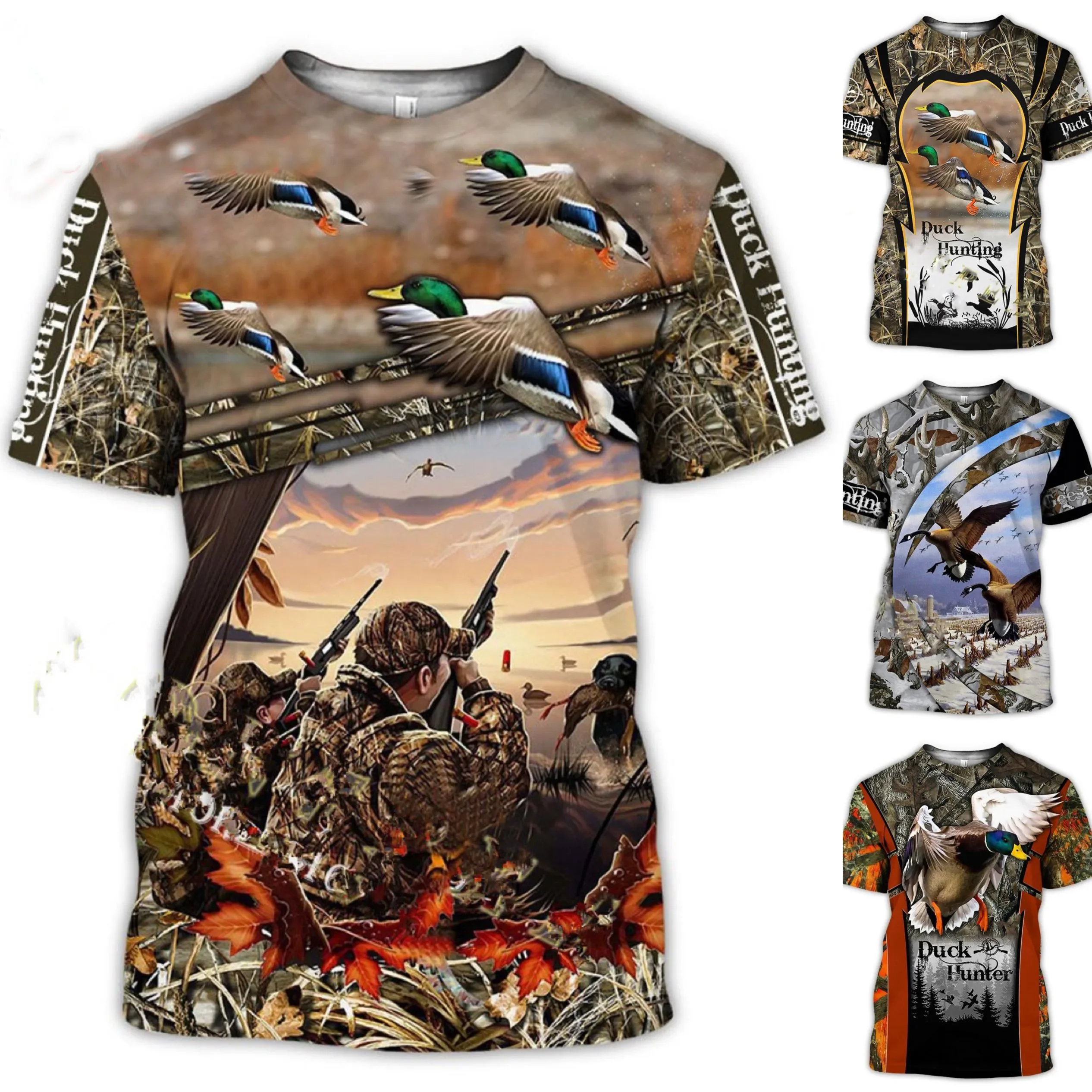 New Camouflage Hunting Wild Duck Animal 3D Print T-Shirt Tops Summer Fashion Casual Men's T Shirts Harajuku Sweatshirt Tees