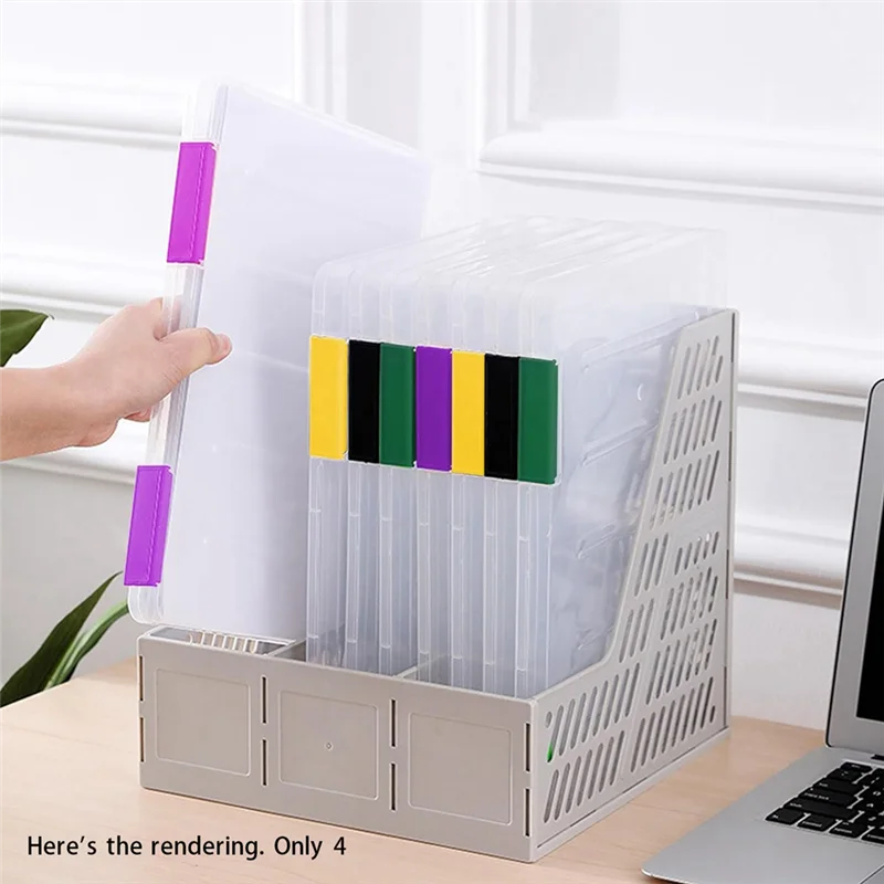 

Classic-4PCS A4 File Portable Project Case,Portable A4 File Box Plastic Scrapbook Paper Storage Box For 8.5X11inch Letter Paper