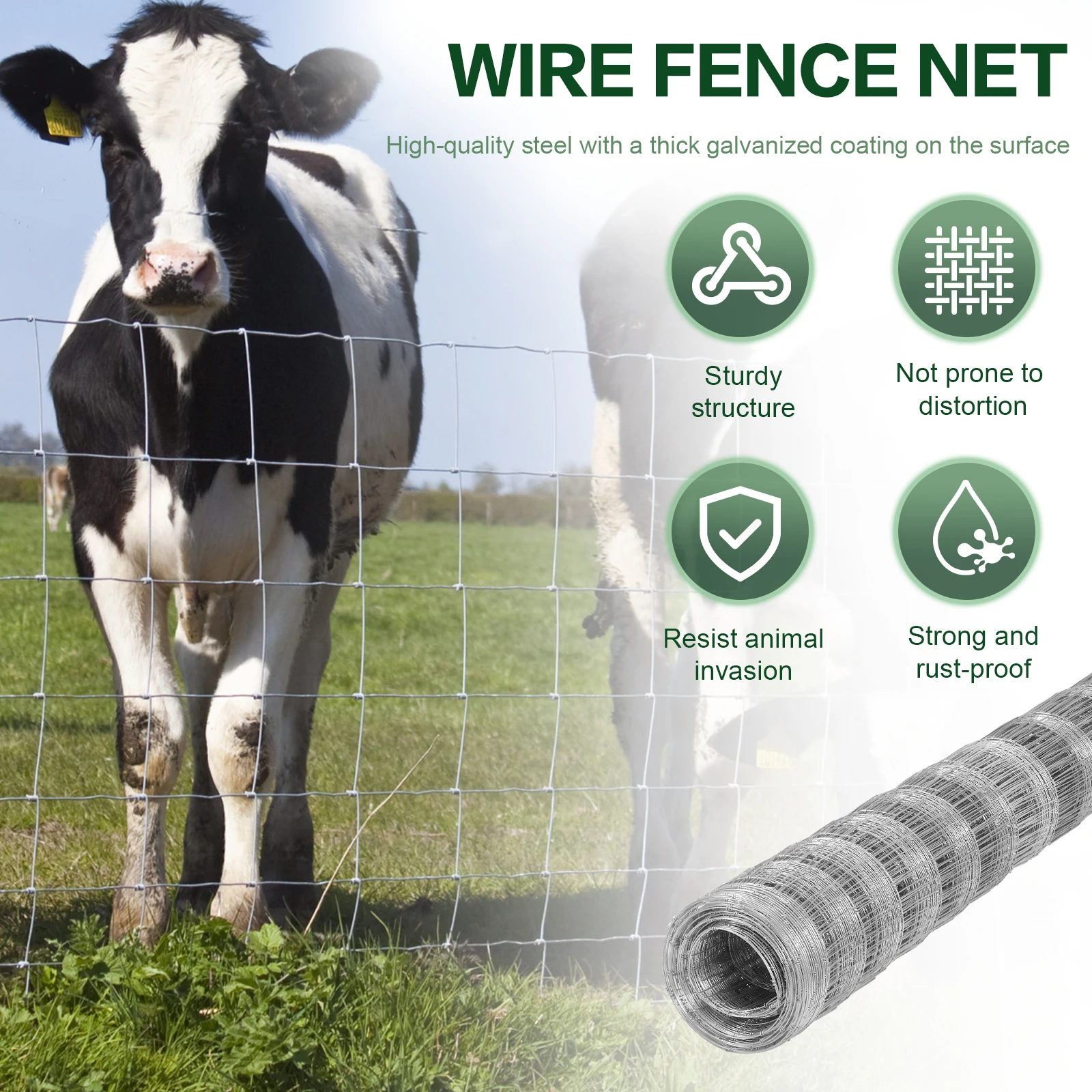 Galvanized Chicken Wire Mesh Roll Metal Wire Netting Fencing for Yard Garden and Animal Protection
