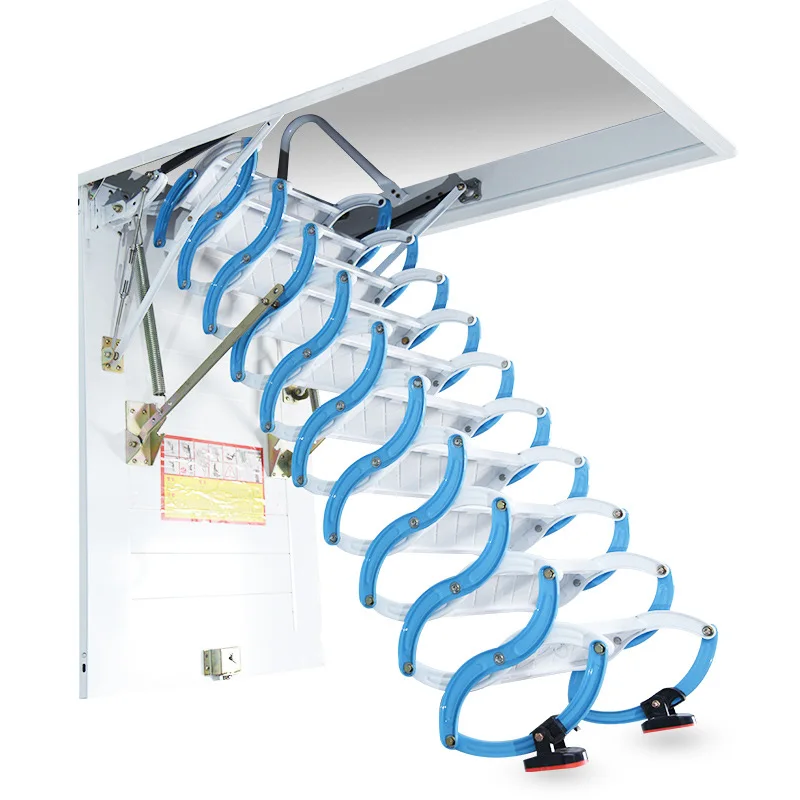 Invisible loft telescopic staircase household indoor lift folding duplex villa stretching escalator thickened non-slip
