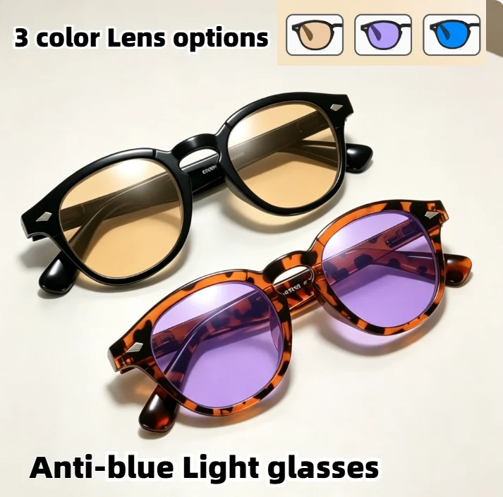 

Anti Blue Light Glasses Retro Round Frame 3 Color Lens Options for Women Men Eye-friendly Esports Gaming Goggles Eyeglasses