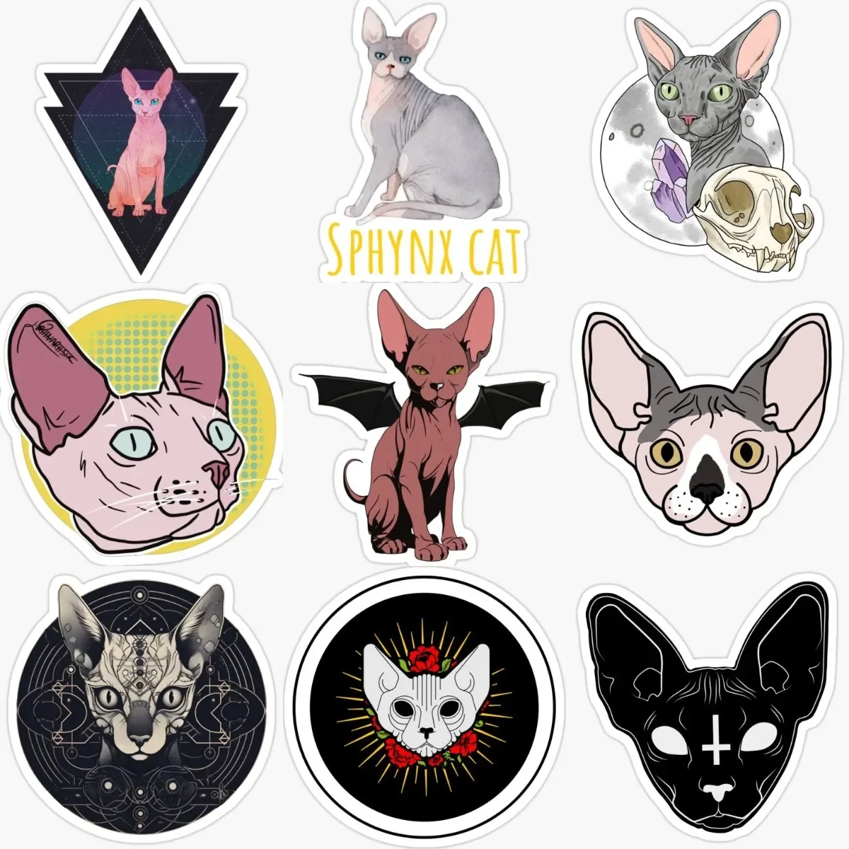 

Creative Canadian Hairless Cat Sphynx Cat Pets Waterproof Stickers for Decorate Car Helmet Window Fridge Wall Decal