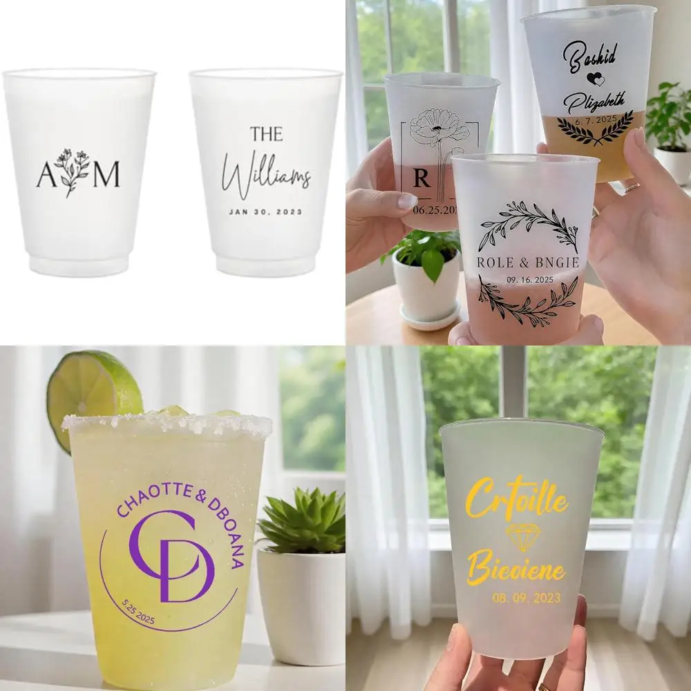 

настраиваемые одноразовые матовые чашки на 12 унций для свадьбы, набор из 100 шт.