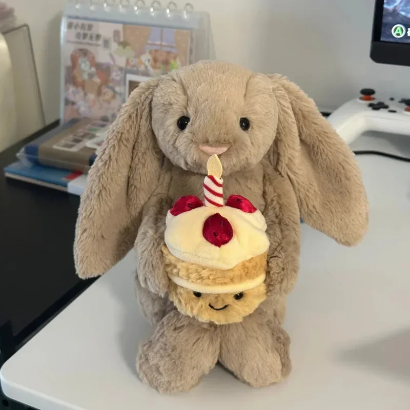 

Jumbo 30 см Shy Birthday Cake Plush — ультра-мягкая кукла-кролик со съемным тортом (идеальный компаньон для домашних животных и праздничный подарок)