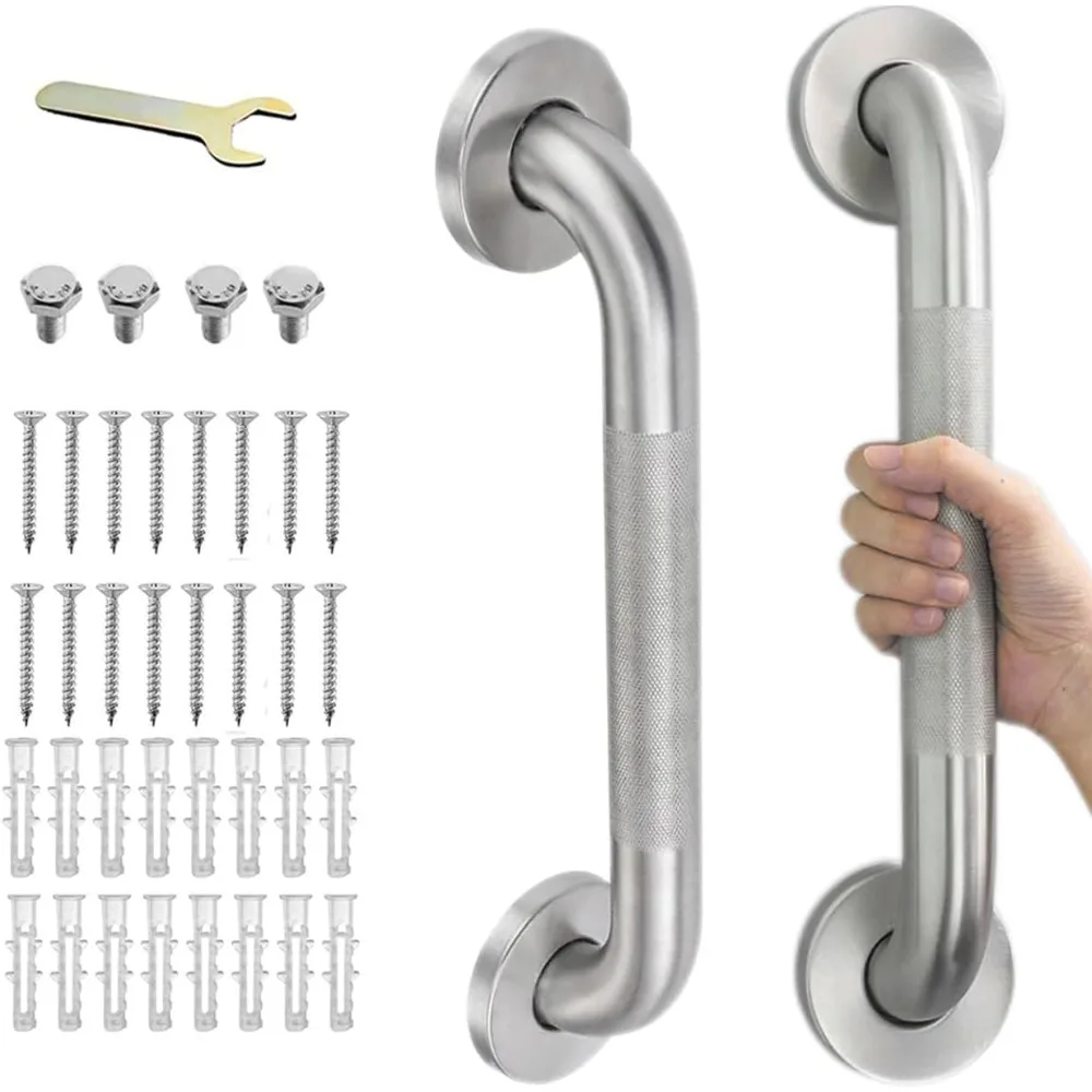 

12-дюймовые поручни для ванны и душа, 2 шт., поручни для душа диаметром 1 1/4 дюйма для пожилых людей с противоскользящим текстурированным захватом из нержавеющей стали