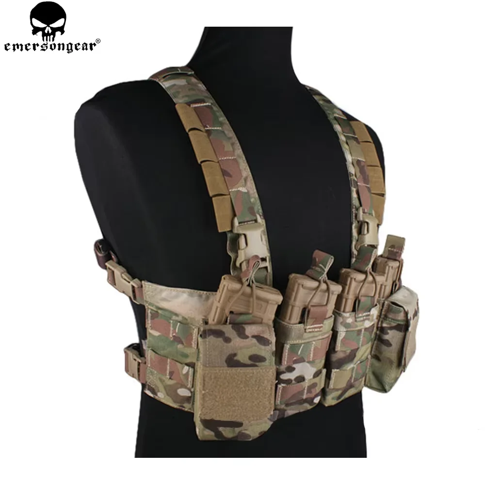 Emersongear Easy Chest Rig Vest Tactical Combat Recon Vest with Magazine Pouch Airsoft Hunting Paintball Vest Multi-camo EM7450