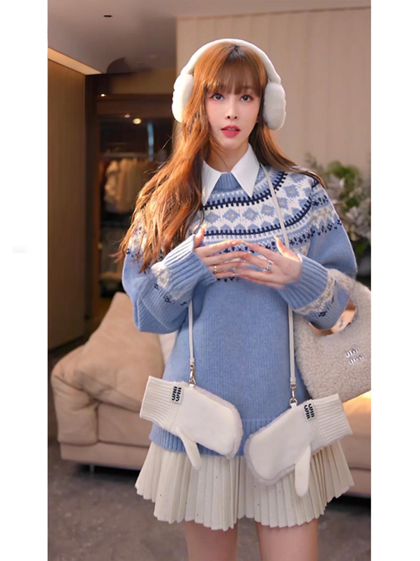 

Miu Sle Women's Knitted Sweater Heavy Embroidery Wool round Ne Pullover Faionable Soft Cozy Winter ential