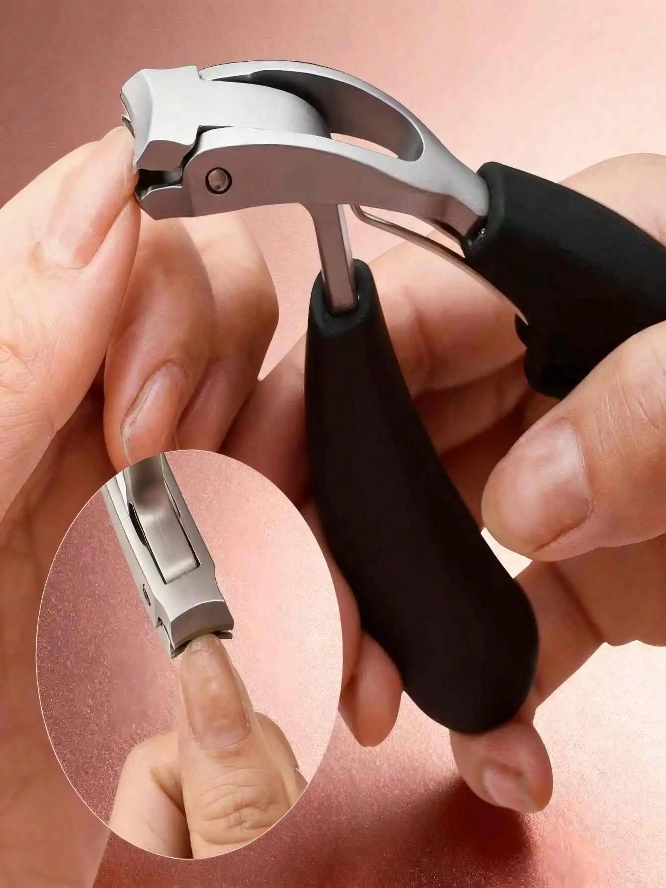 Wide Opening Heavy-Duty Nail Clipper - Stainless Steel Ergonomic Long Handle Splash-Proof Catcher Unisex Thick Nail Tool
