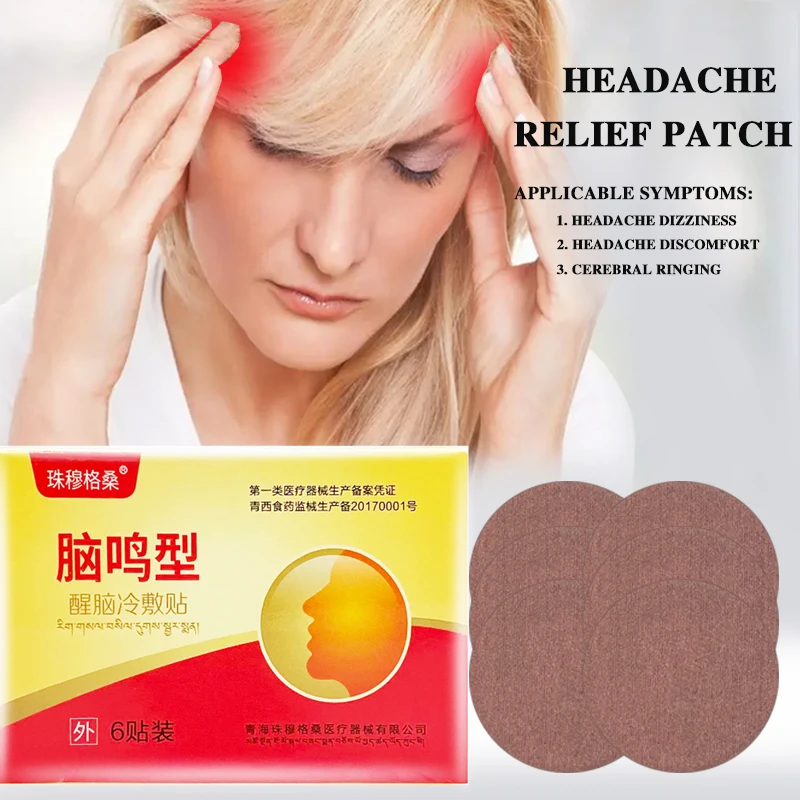 

6Pcs Headache Relief Patch Migraine Treatment Plaster Anti Stress Relax Physiotherapy Medical Supplies Head Pain Care Sticker