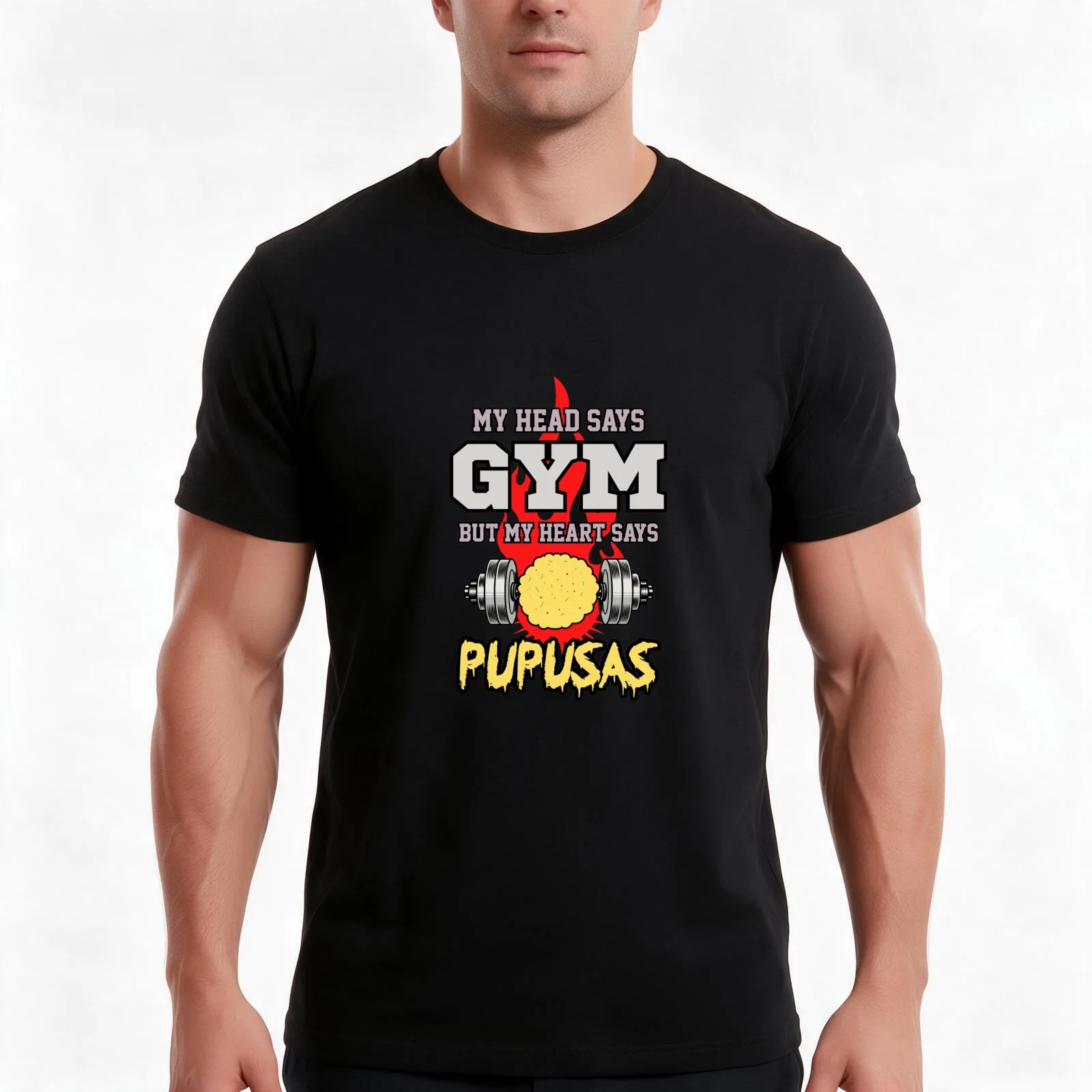 My Head Says Gym My Heart Says Pupusas | gym shirts | men fitness | funny exercise shirt funny fitness shirts workou T-Shirt