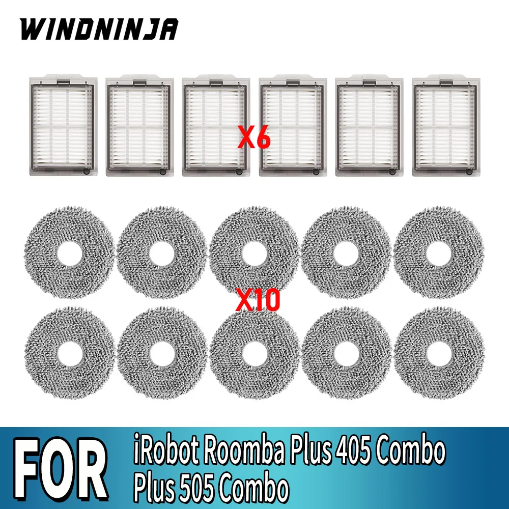 HEPA-Filter, Mopptuch-Ersatz für iRobot Roomba Plus 405 505 Combo Roboter-Staubsauger, waschbar, wiederverwendbar, Zubehör