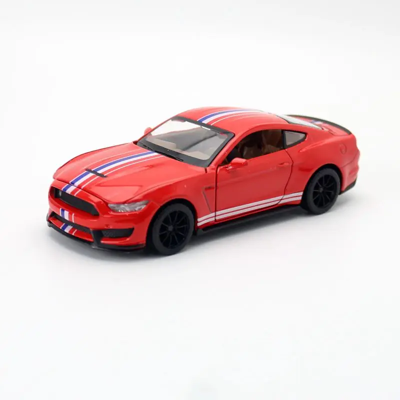 Miniauto 1:32 Scale Ford Shelby GT350 Toy Car Diecast Model Pull Back Doors Openable Sound & Light Educational Collection Gift