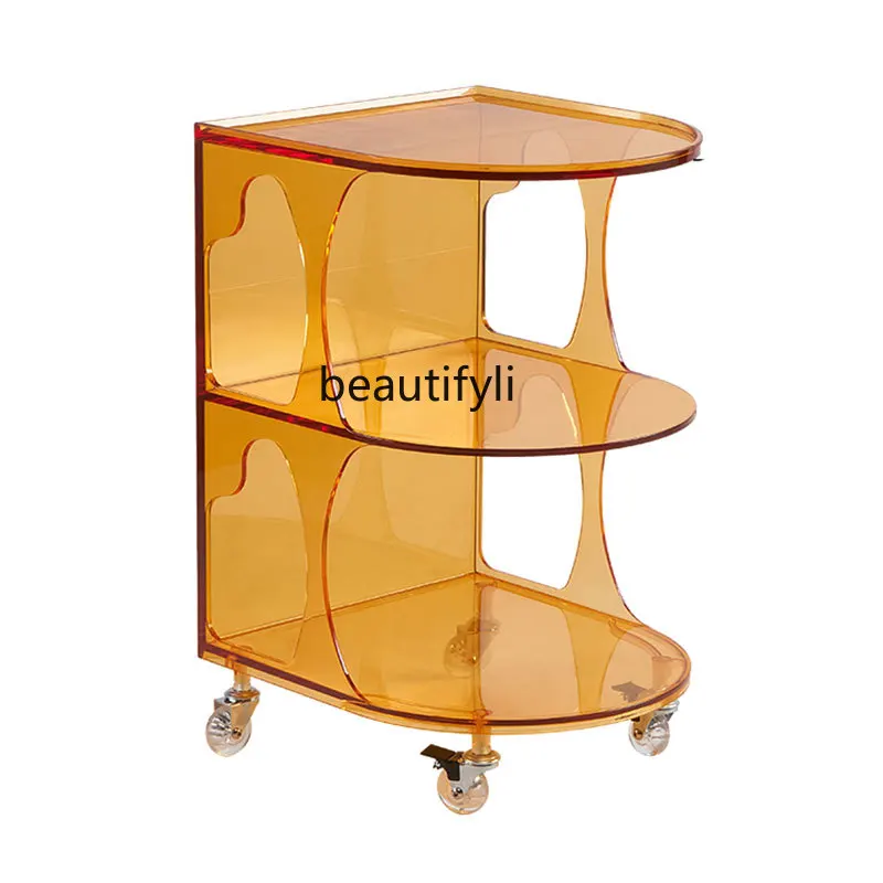 

yj Nordic acrylic edge table light luxury simple transparent small table movable coffee table corner table