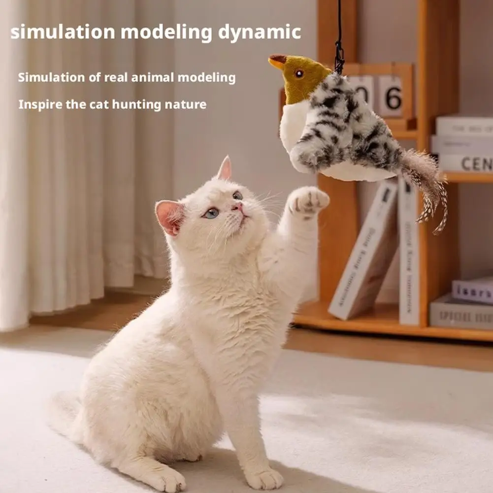 New Rechargeable Interactive Tapping Chirping Bird Cat Toy with Replacement Bird Skin Popular Cat Toy