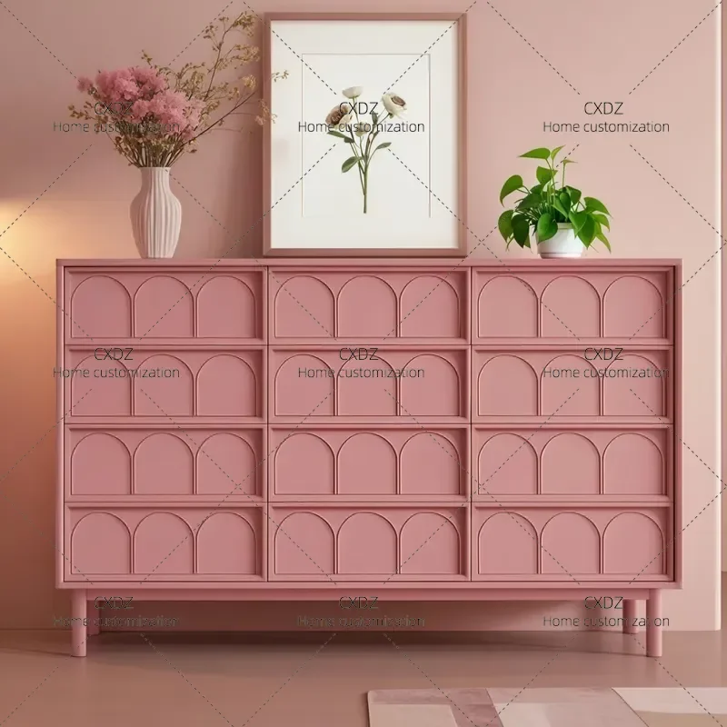 Italian Minimalist Painted Dining Side Cabinet Entryway Porch Storage Modern Bedroom Chest Locker